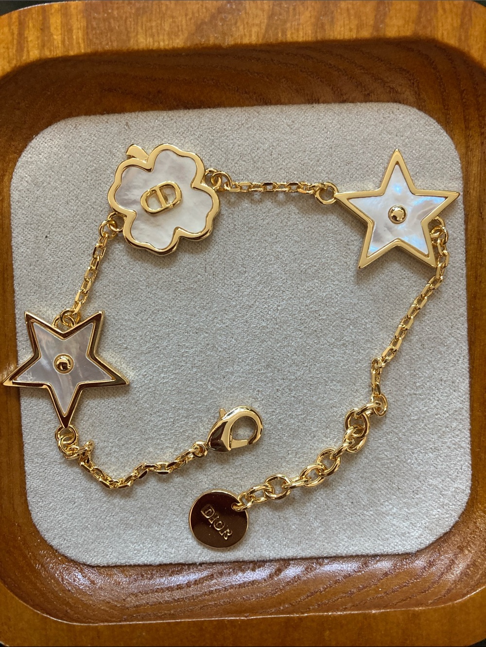 Dior Gold-Tone Bracelet with Mother-of-Pearl Stars & Flower